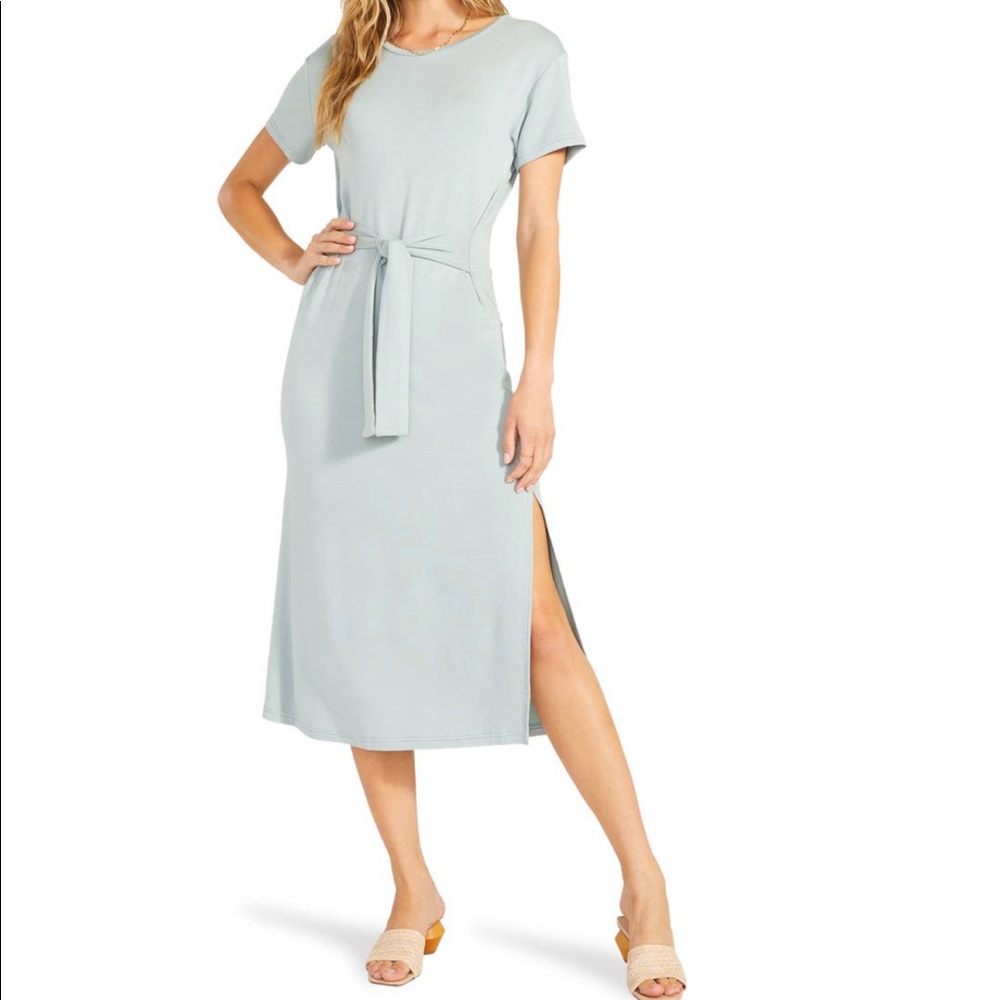 BB Dakota by Steve Madden Before Midnight Waist Tie Midi T-shirt Dress
